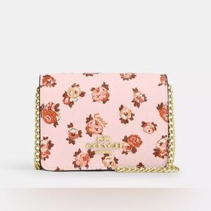 🌸 New Coach Mini Wallet On A Chain With Rosette Print